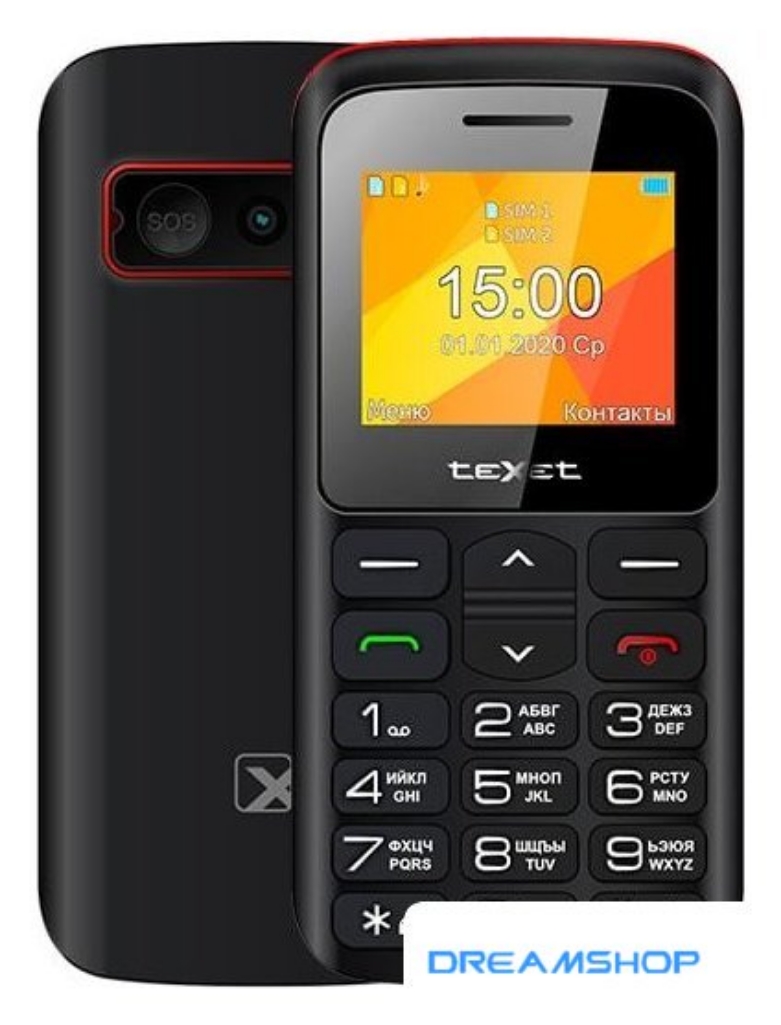 Изображение Смартфон Кнопочный телефон TeXet TM-B323 (черный/красный)