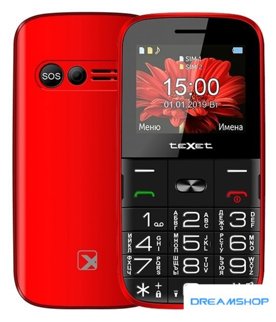 Изображение Смартфон Кнопочный телефон TeXet TM-B227 (красный)