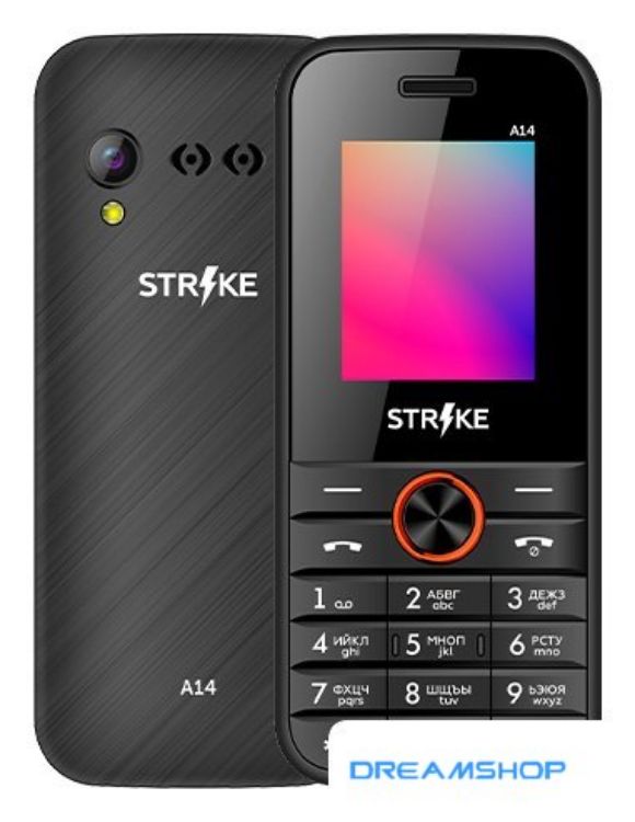 Изображение Смартфон Кнопочный телефон Strike A14 (черный/оранжевый)