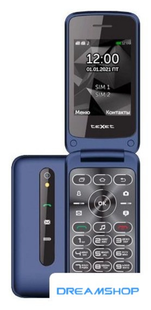Изображение Смартфон Кнопочный телефон TeXet TM-408 (синий)